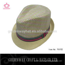 Sombreros de paja coloreados color crema agradable sombreros de paja trenzados de papel del verano